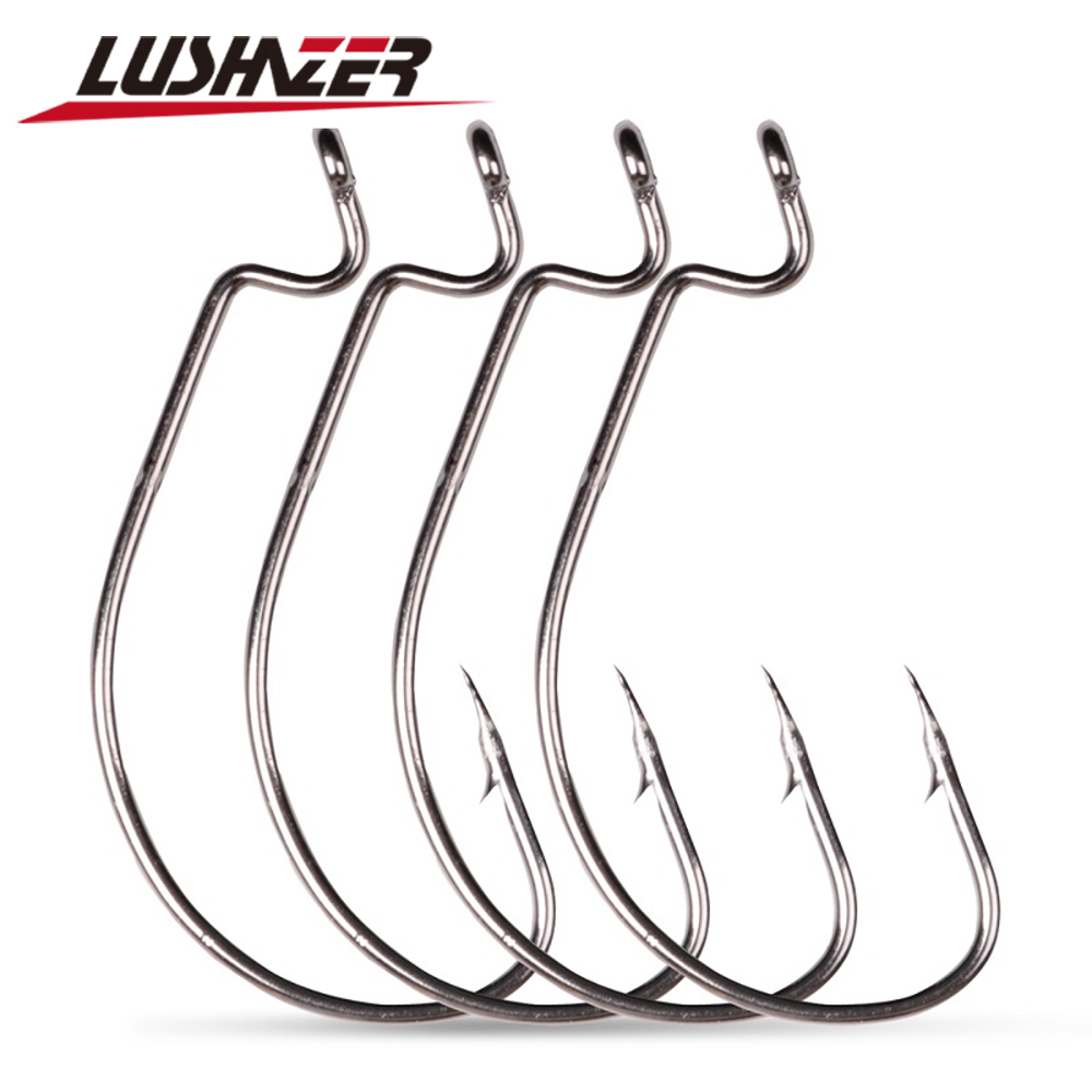 Fishing Hook Barbless - LUSHAZER 10 قطعة/الوحدة الكربون الصلب الصيد